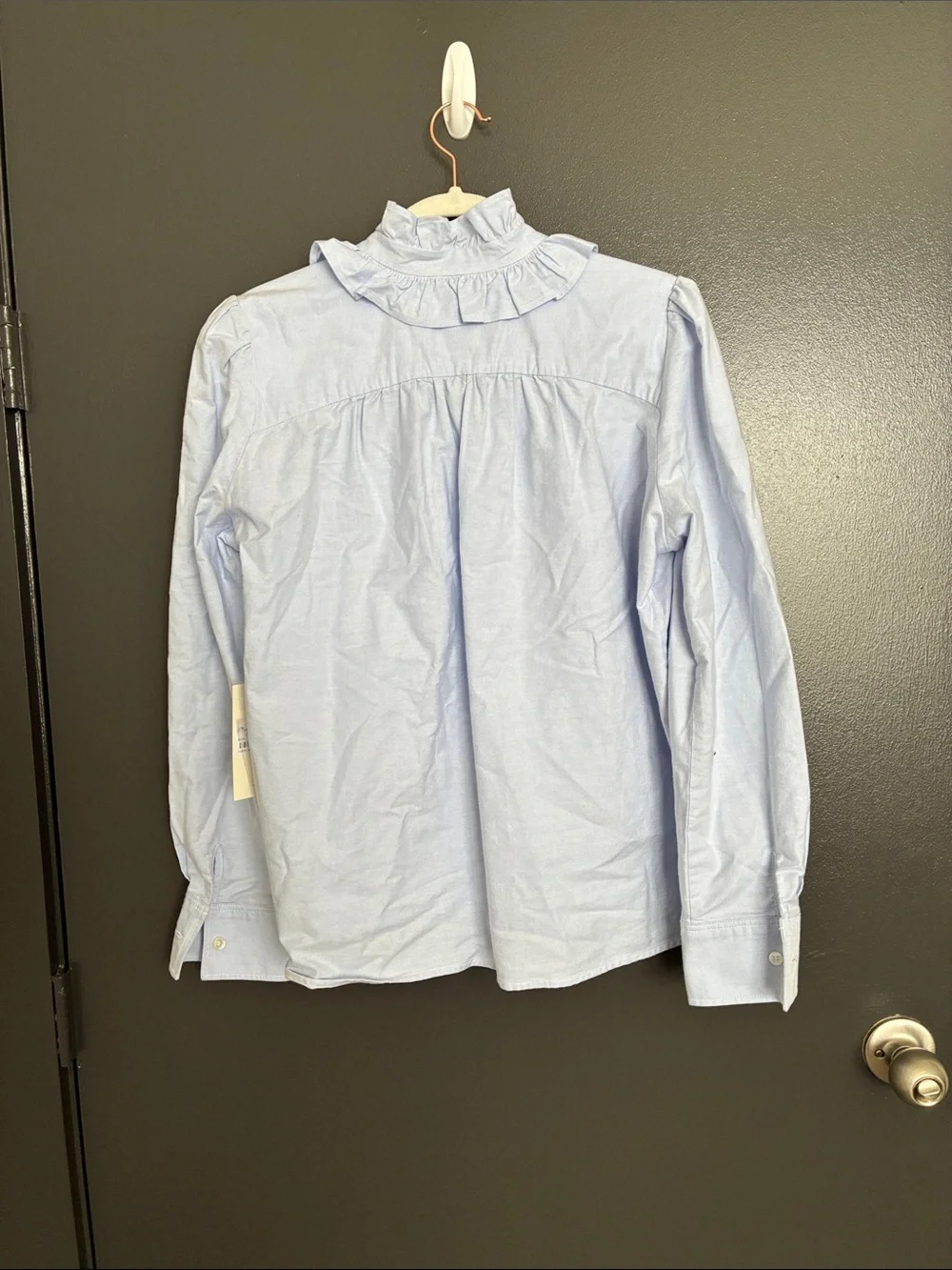 NWT Citizens of Humanity Calista tie-detailed ruffled cotton-poplin shirt Sz M - Picture 7 of 9